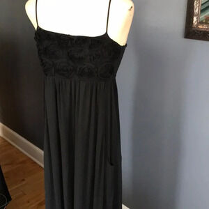 Anama black floral bodice stretch knit maxi, Sm